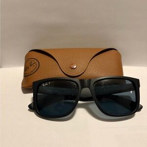 Ray-Ban Justin Black Sunglasses with Brown Case